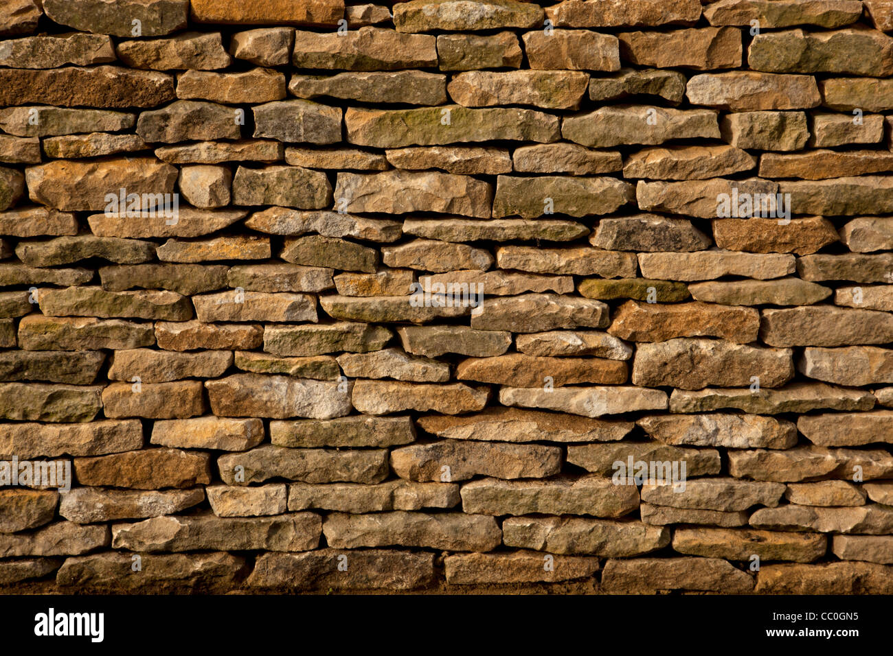 cotswold english dry stone wall background Stock Photo