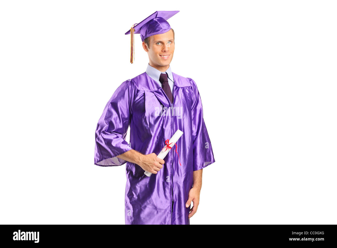Graduating student holding diploma cap Cut Out Stock Images & Pictures ...