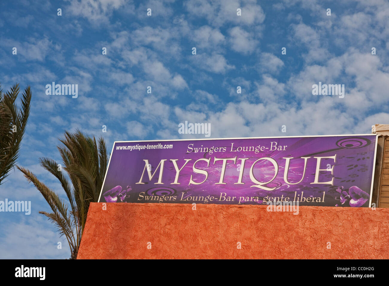 Sign outside swingers club in Tenerife Stock Photo image picture