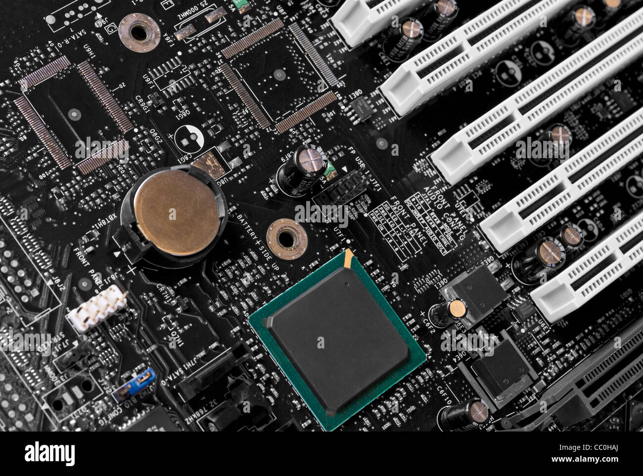 full-frame technology background showing a main board detail Stock Photo