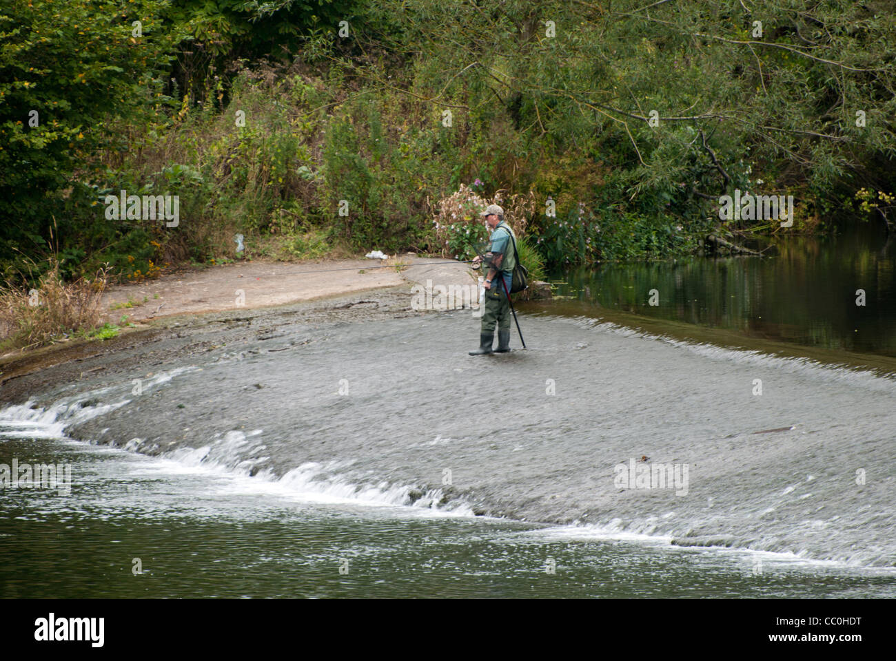 Man fishing on the river Teme, Ludlow, Shropshire, England, UK Stock Photo - Alamy