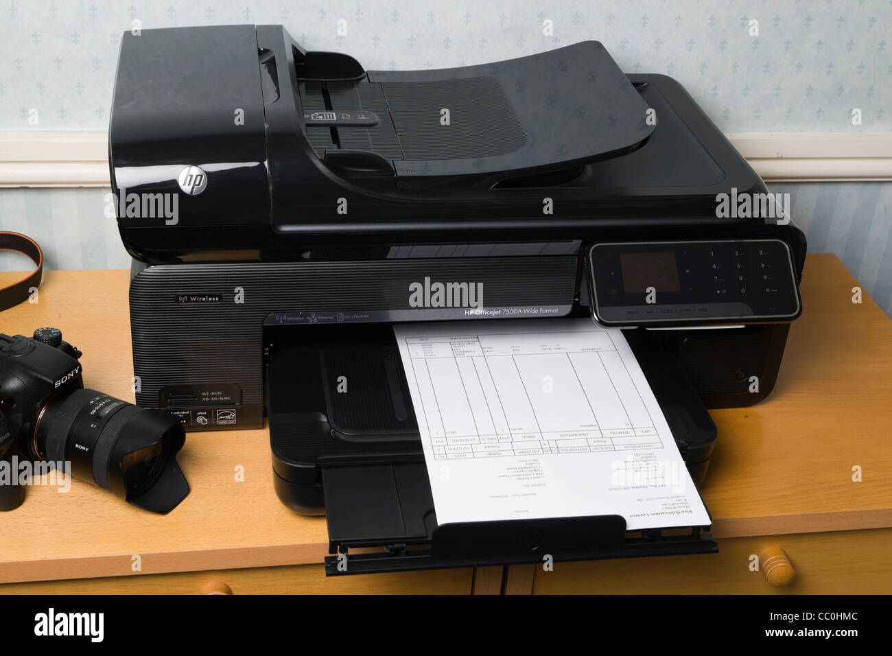 An HP 7500 series all-in-one office inkjet printer which prints over A3  size, see Description Stock Photo - Alamy