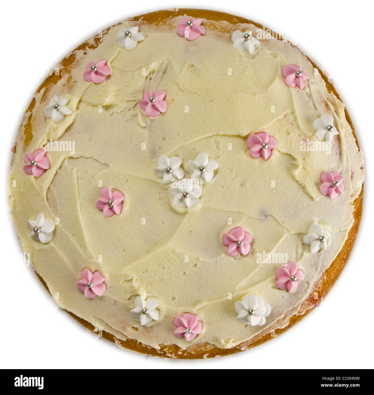 Home baked Victoria sponge cake with buttercream and raspberry jam ...