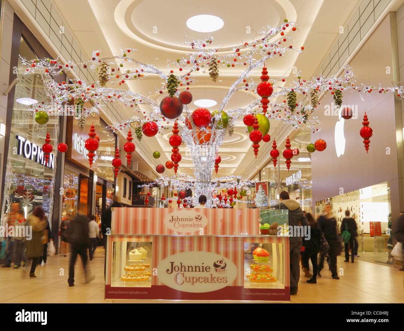 Christmas Shoppers Near Apple Store In Eldon Square Shopping Centre Newcastle Upon Tyne England Uk Stock Photo Alamy