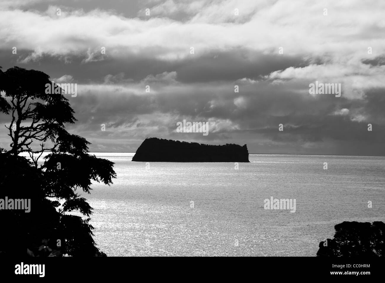 island of de vila of the coast of agua de pau, ¡gua de Pau,Vila Franca do Campo, Sao Miguel island, Azores. Stock Photo
