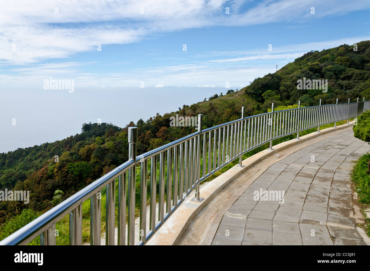 Tile walkway with stainless steel railing on mountainside at twin royal ...