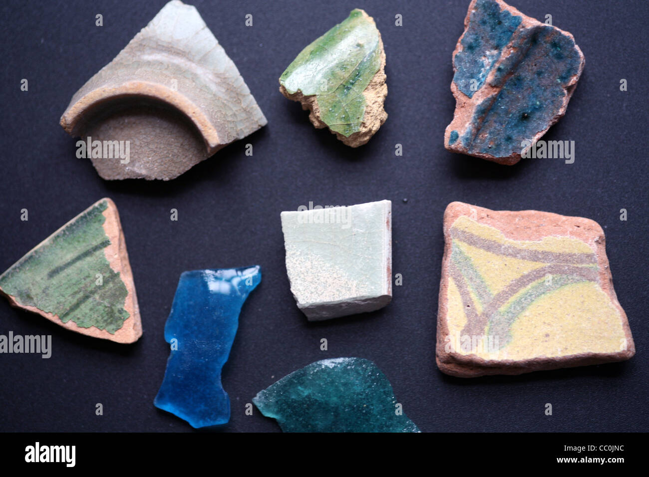 Pieces of ancient pottery from Kilwa, Tanzania,  East Africa Stock Photo