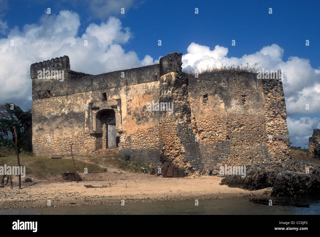 View of the 16th century Portuguese fort, Gereza, at Kilwa, south coast of Tanzania Stock Photo