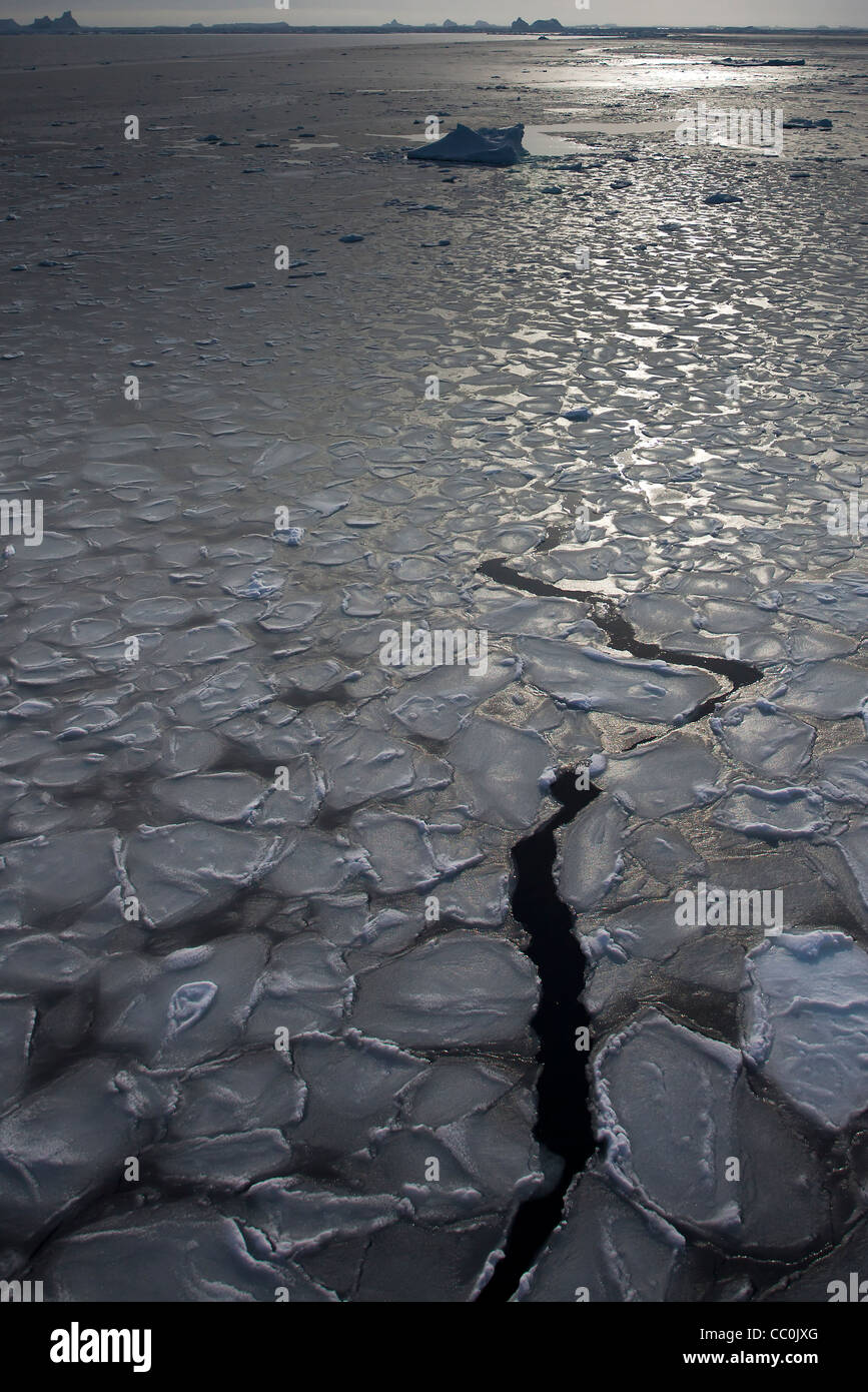 circular pieces of ice Antarctic Pancake ice Stock Photo