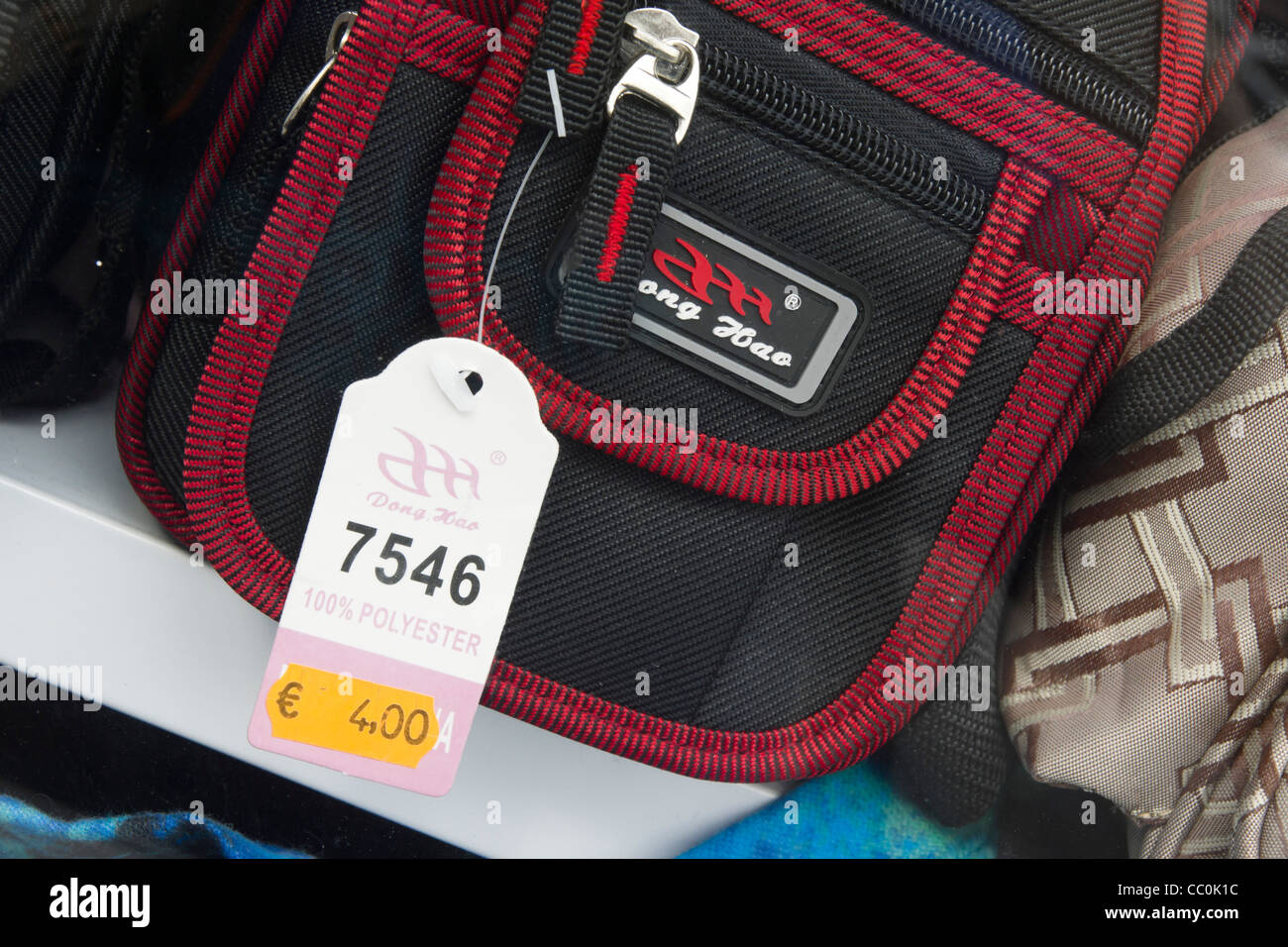 Low Cost Chinese Imports To The Eu Market Dong Hao Polyester Shoulder Bag With 4 Euro Price Label Stock Photo Alamy