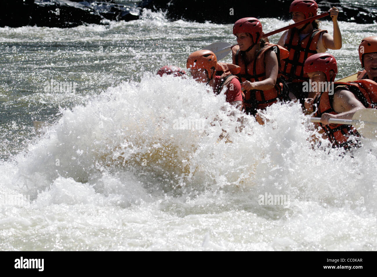 White water rafting/kayaking, Zambezi River Stock Photo Alamy
