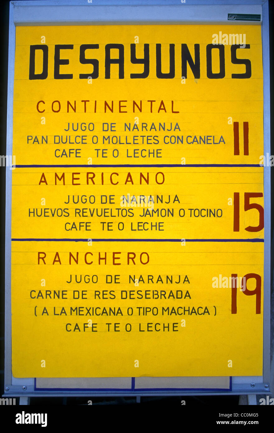 Mexican restaurant, Mexican food and drink, Mexican food, breakfast menu,  desayunos, Tlaquepaque, Jalisco State, Mexico Stock Photo - Alamy