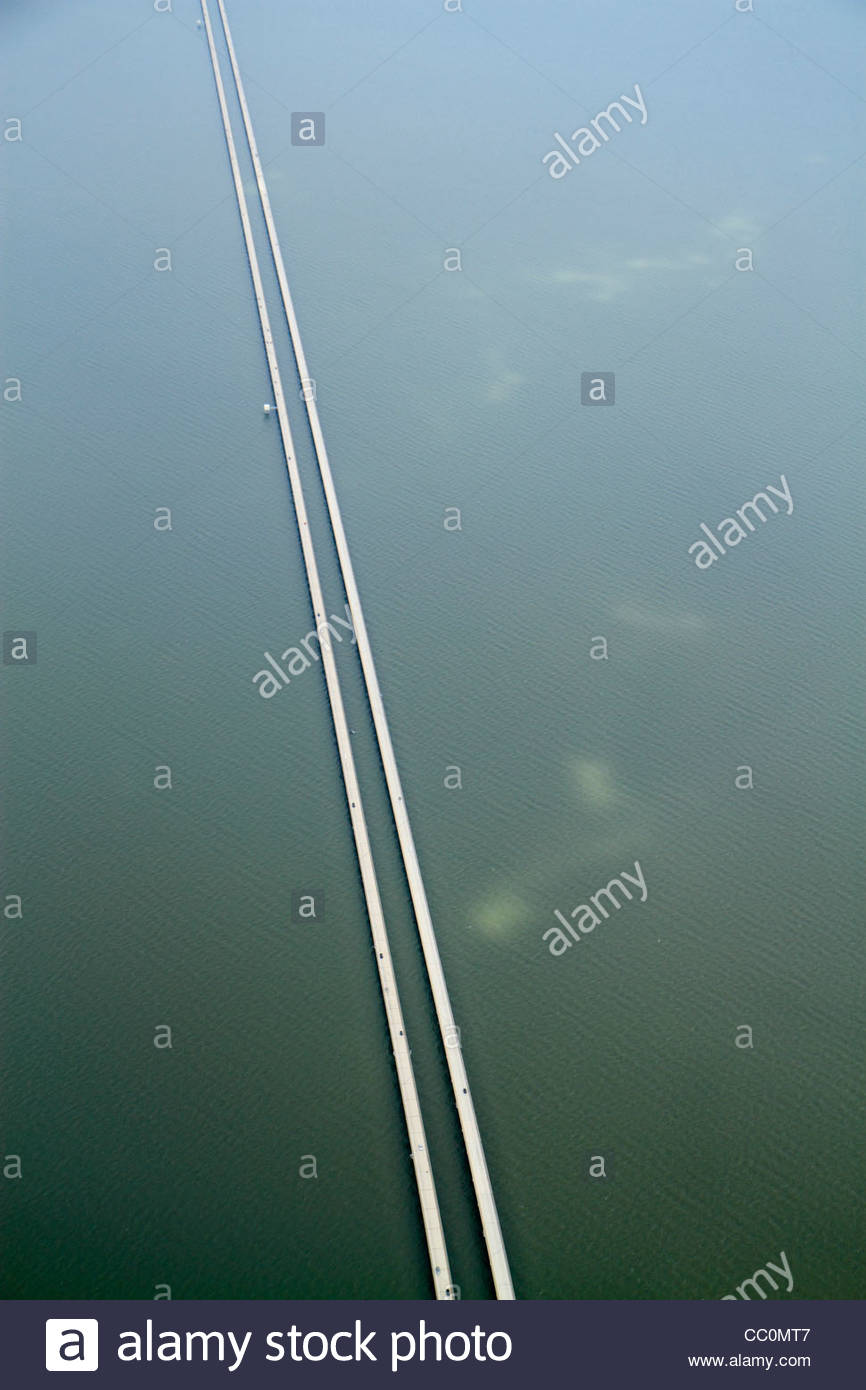 New Orleans Louisiana Lake Pontchartrain Causeway aerial view world's