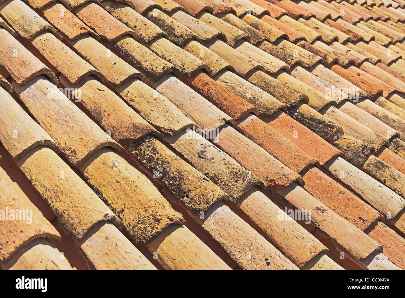Detail photo of a tiled roof in the old town of Dubrovnik, Dalmatia, Croatia, Europe Stock Photo
