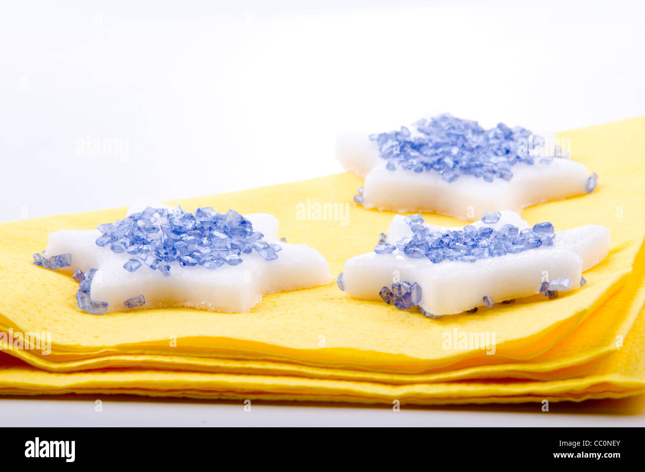 peppermint stars with blue crystal sugar Stock Photo