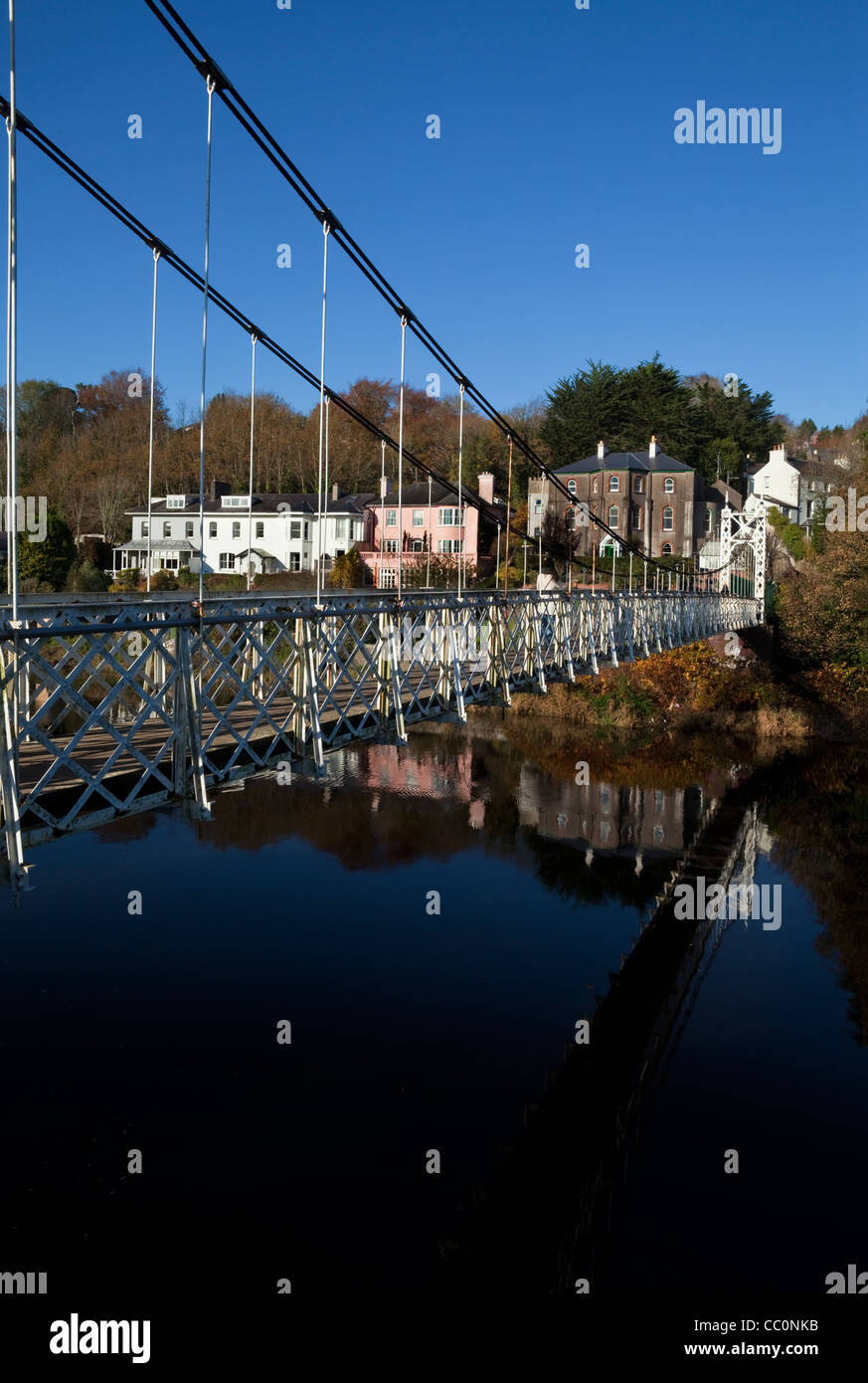 Daly's Suspension Bridge 1927 over the River Lee, Joins Sundays Well to the Mardyke, Cork City, Ireland. Stock Photo