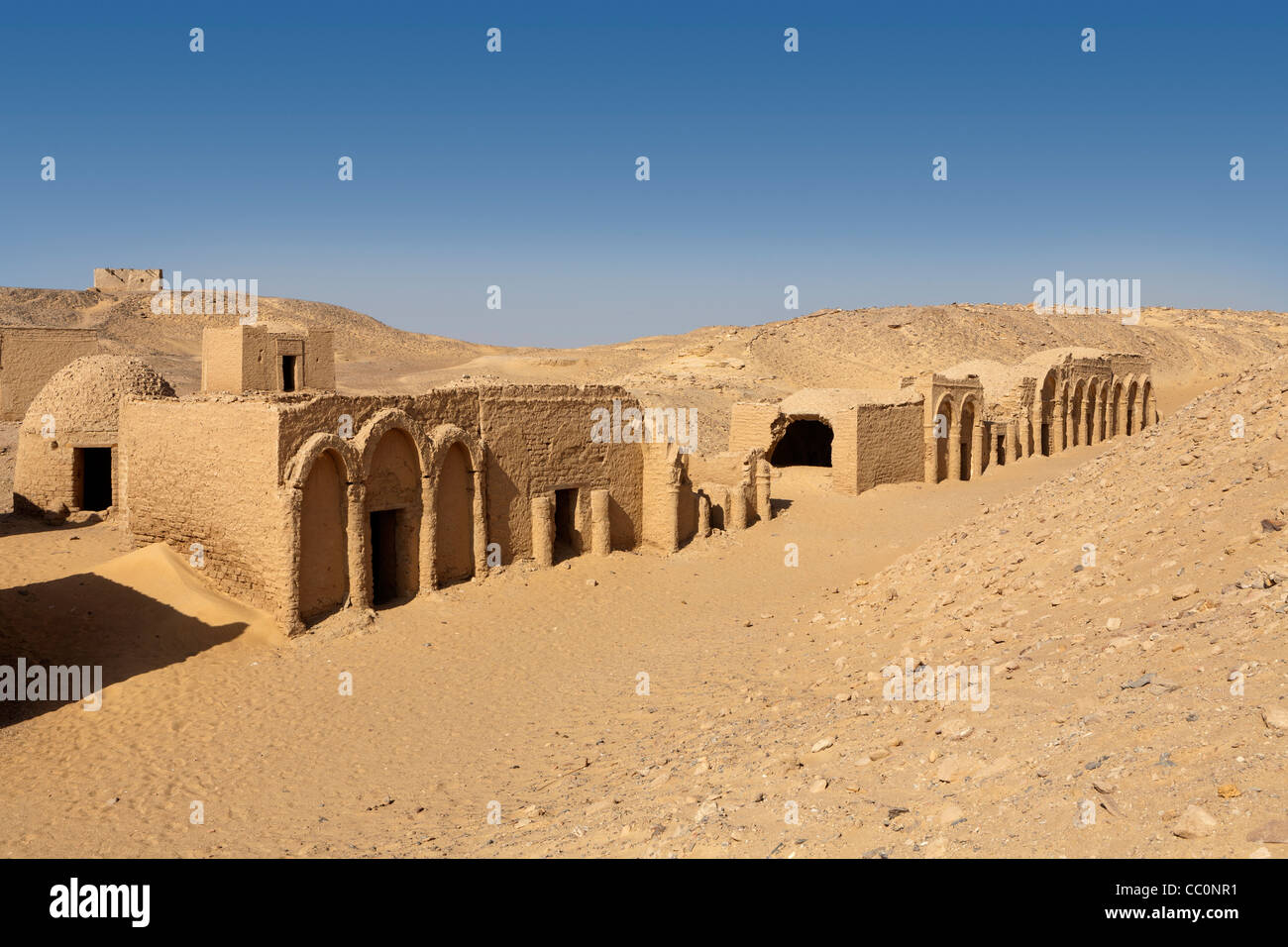 The early Christian cemetery of Bagawat on the lower southern foothills of Gebel el Teir, Kharga Oasis, Egypt Stock Photo