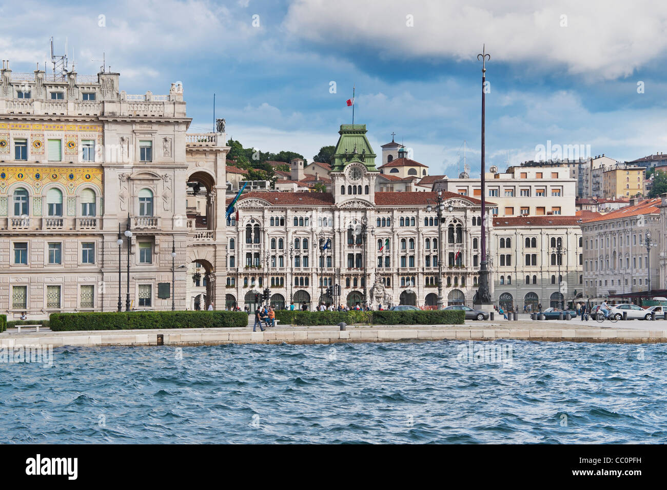 View from the Molo Audace quay to the Piazza Unita d'Italia (Unity of Italy Square).  Trieste, Friuli-Venezia Giulia, Italy Stock Photo