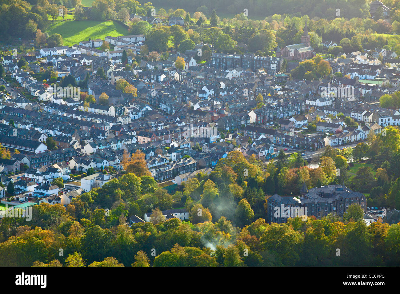 View over Keswick from Latrigg, Cumbria. Stock Photo