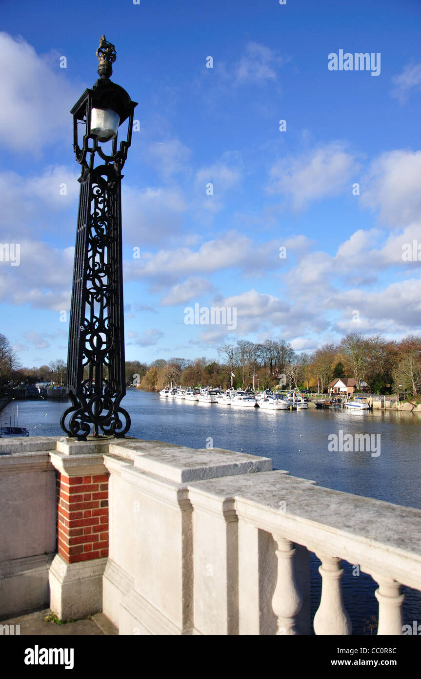 River Thames from Hampton Court Bridge, Hampton Court, London Borough of Richmond upon Thames