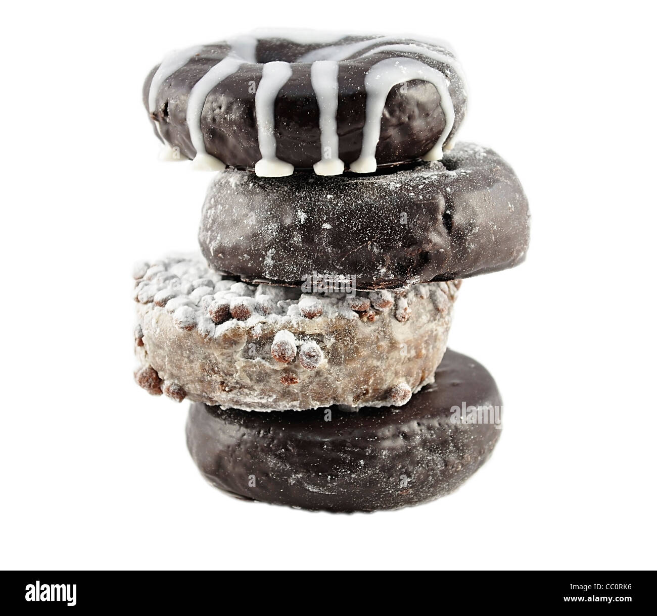 a stack of donuts on white background Stock Photo - Alamy