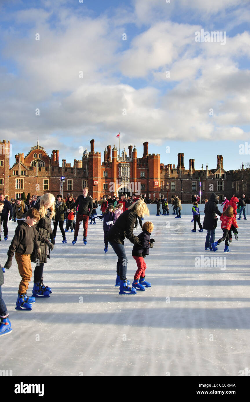 Ice skating at Hampton Court Palace, London Borough of Richmond upon