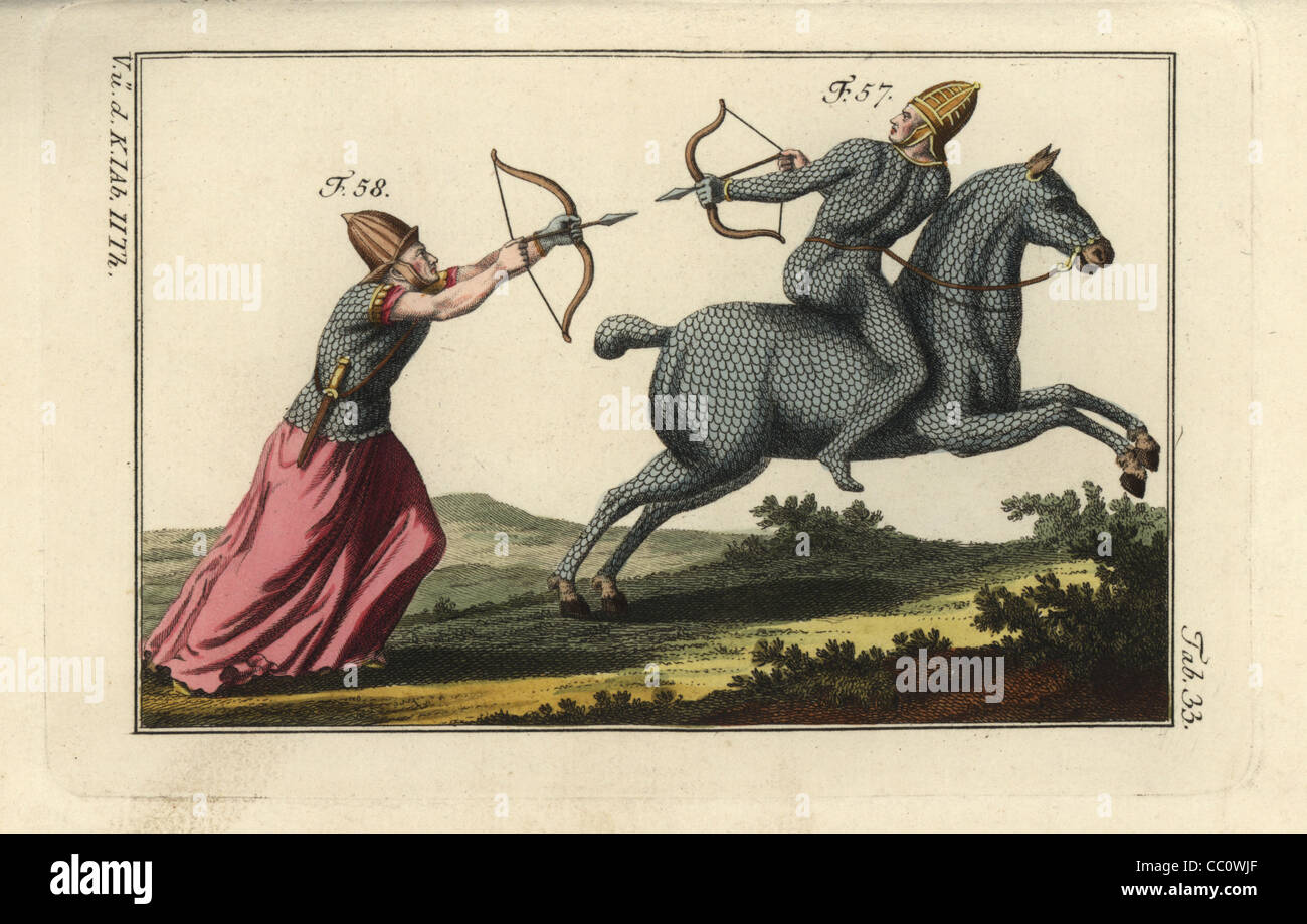 Parthian cavalry rider and horse in full scale armour, and Sarmatian