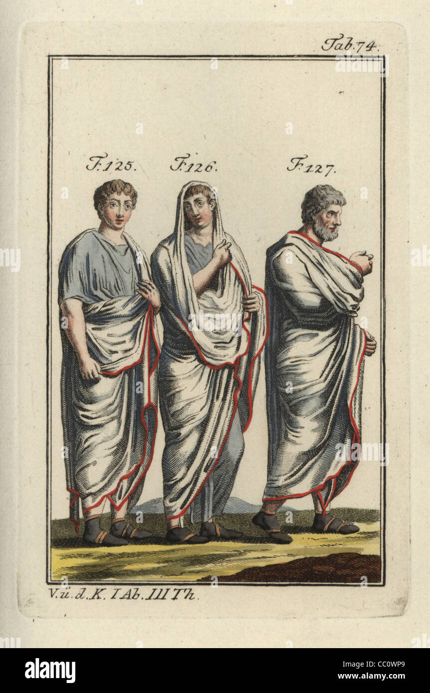 Three Roman men wearing the toga in different ways Stock Photo - Alamy