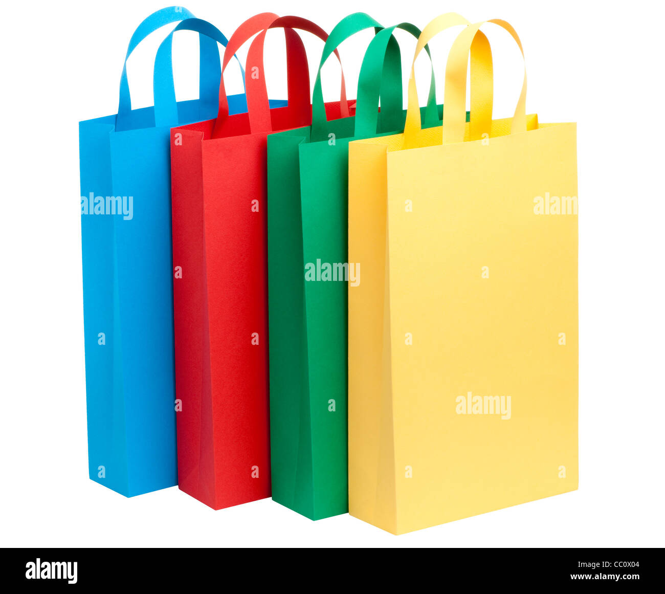 four color paper bags isolated on white Stock Photo
