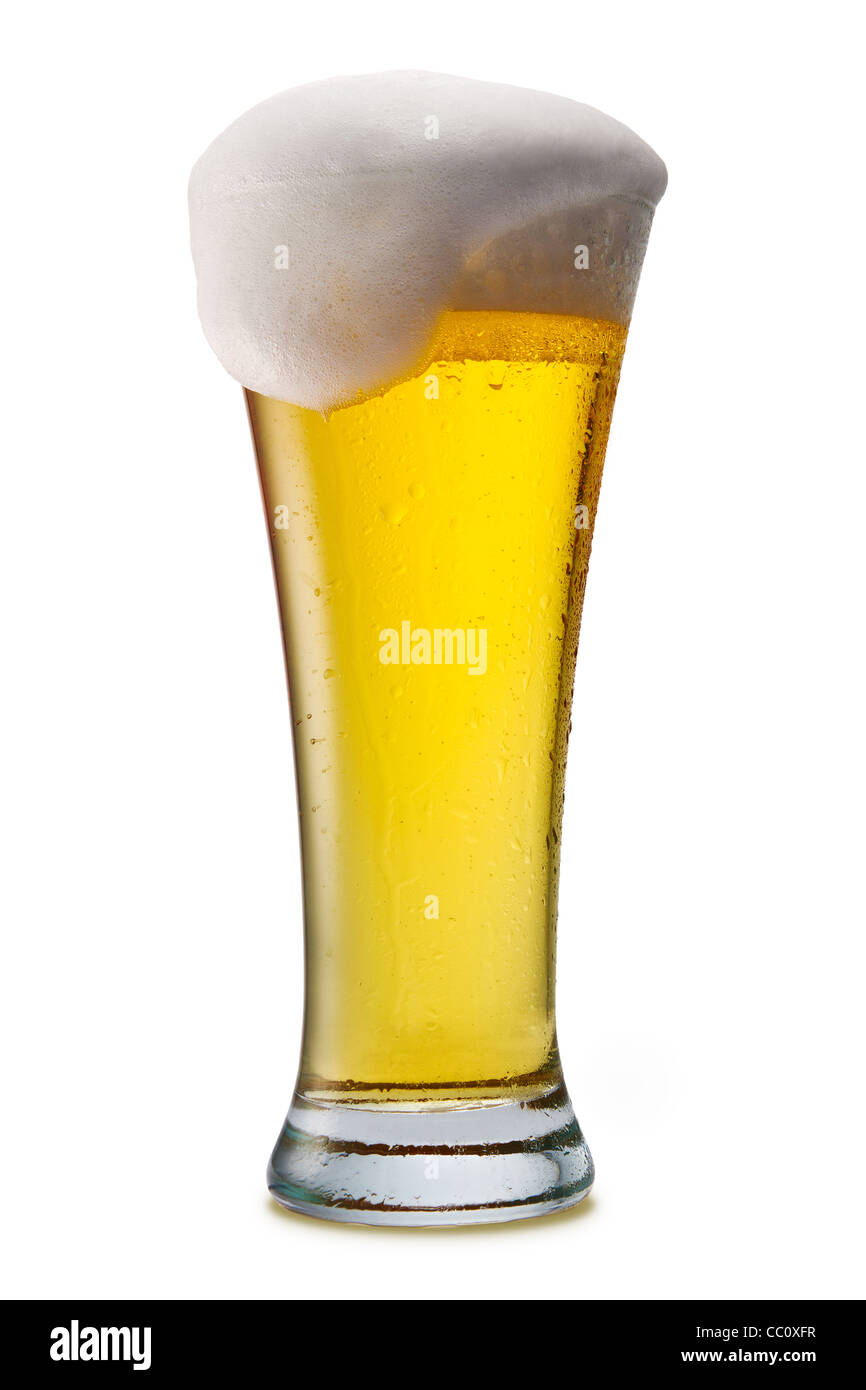 Beer into glass isolated on white Stock Photo