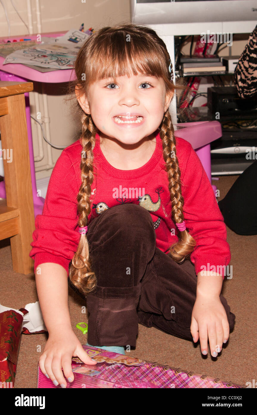 4 Year Old Young Child girl Infant Toddler With Pigtails