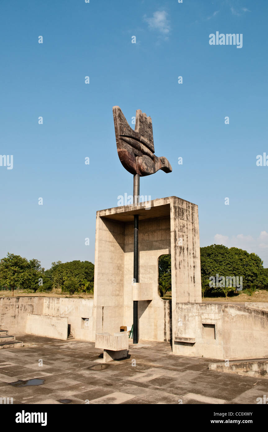Open Hand, Capitol Complex, by Le Corbusier, Chandigarh, India Stock Photo