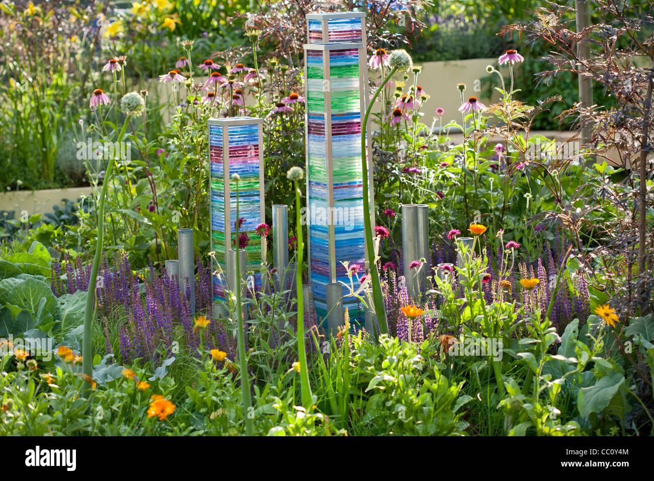 Contemporary garden ornaments. Stock Photo