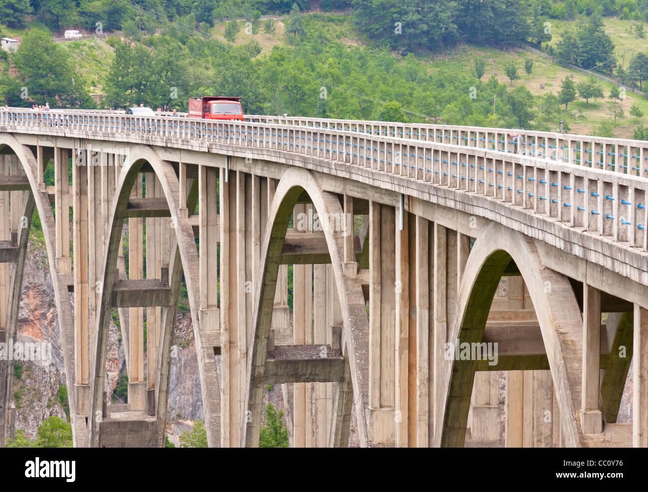 Old Bridge on Tara river near Durdevica. Monetenegro - Balkans. Stock Photo