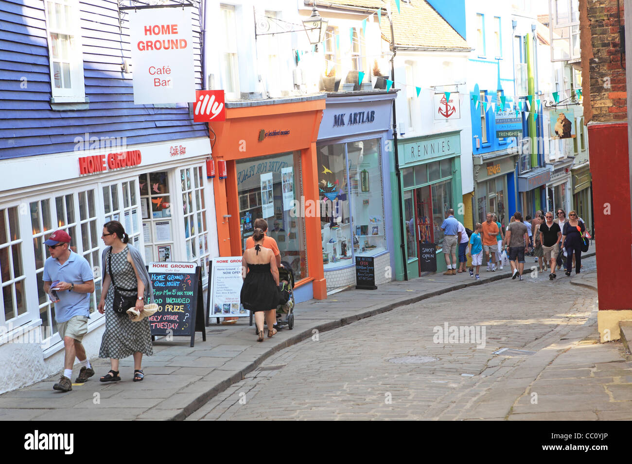 The Old High Street, part of the Creative Quarter in Folkestone, Kent, England, UK Stock Photo