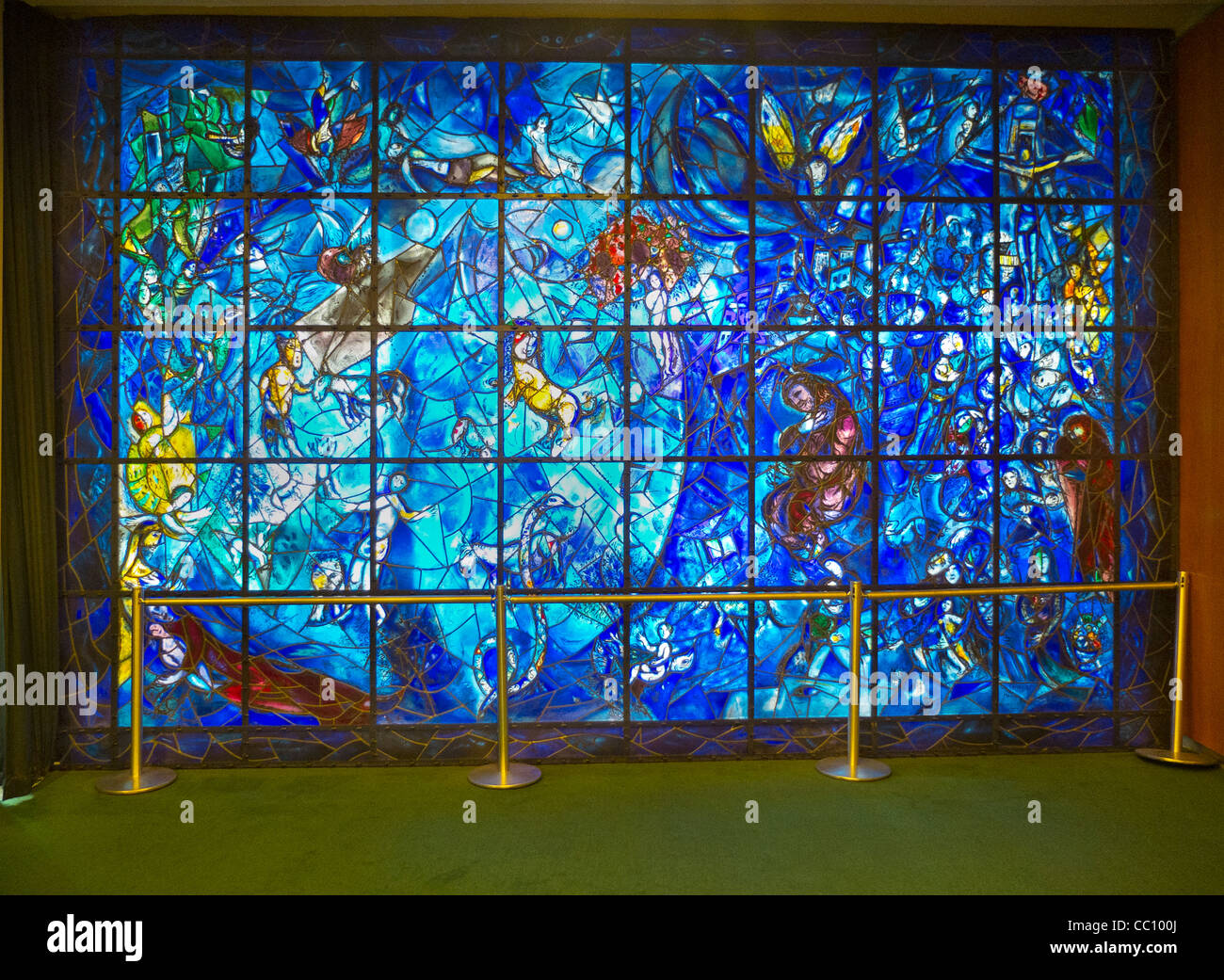 Marc Chagall stained glass window in the United Nations Art Collection Stock Photo