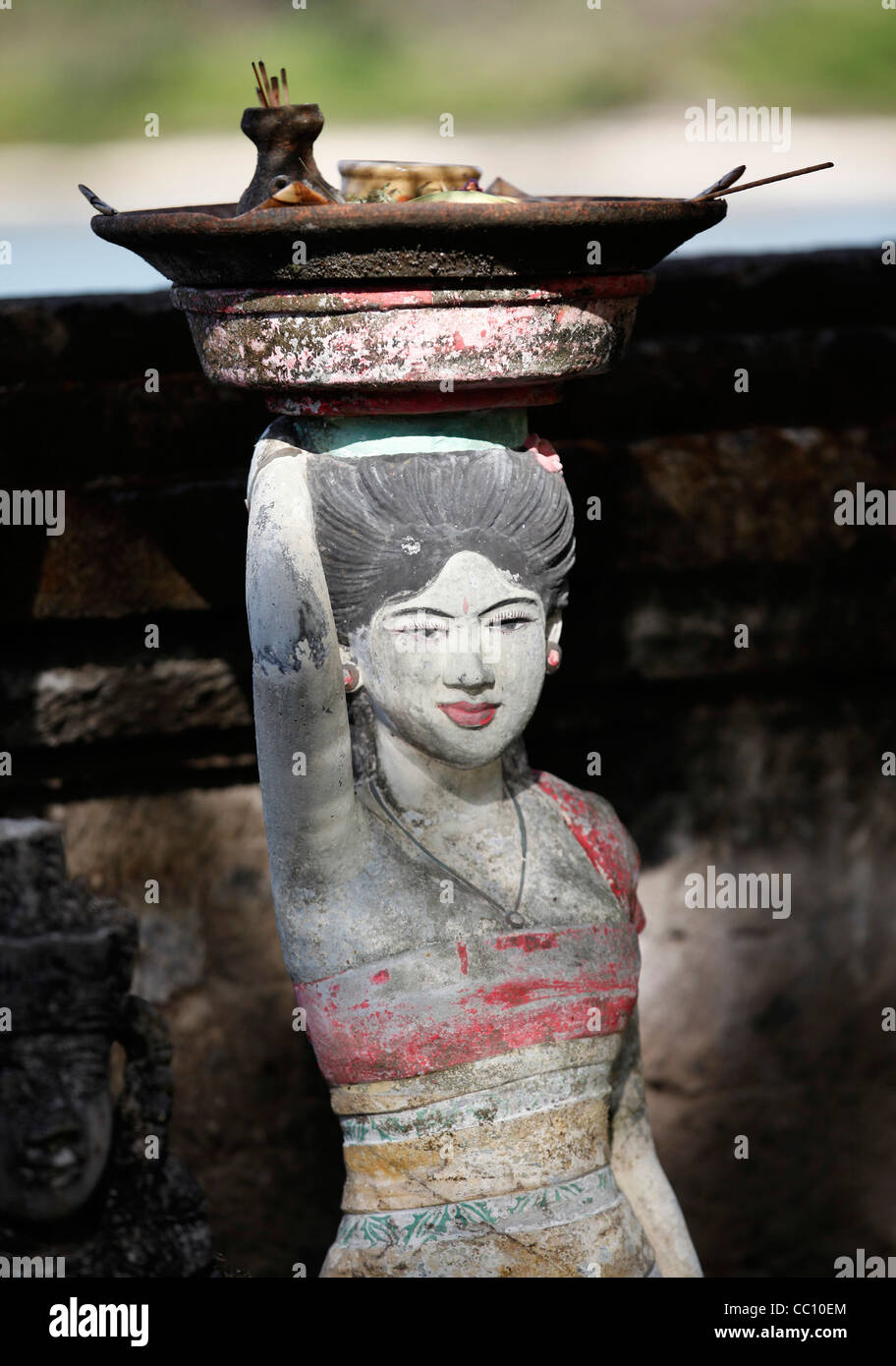 Wooden statue in a temple, Nusa Dua, Bali, Indonesia. Stock Photo