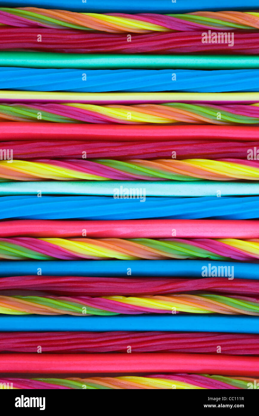 Striped Candy Pattern. Pencils, whips and twists. Stock Photo