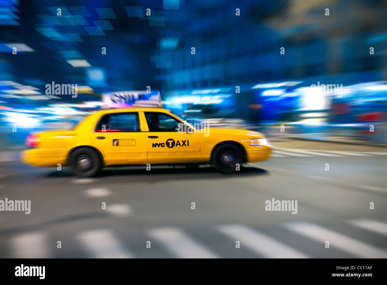 Yellow cab at street. Taxi Cab Manhattan, New York, USA. Stock Photo
