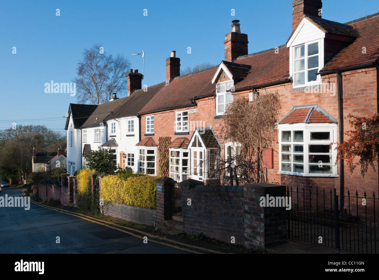 Row of old cottages in the picturesque village of Clent in worcestershire Stock Photo Alamy