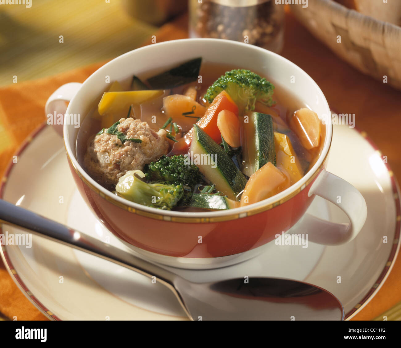 Vegetable hot pot with mincemeat dumplings Stock Photo