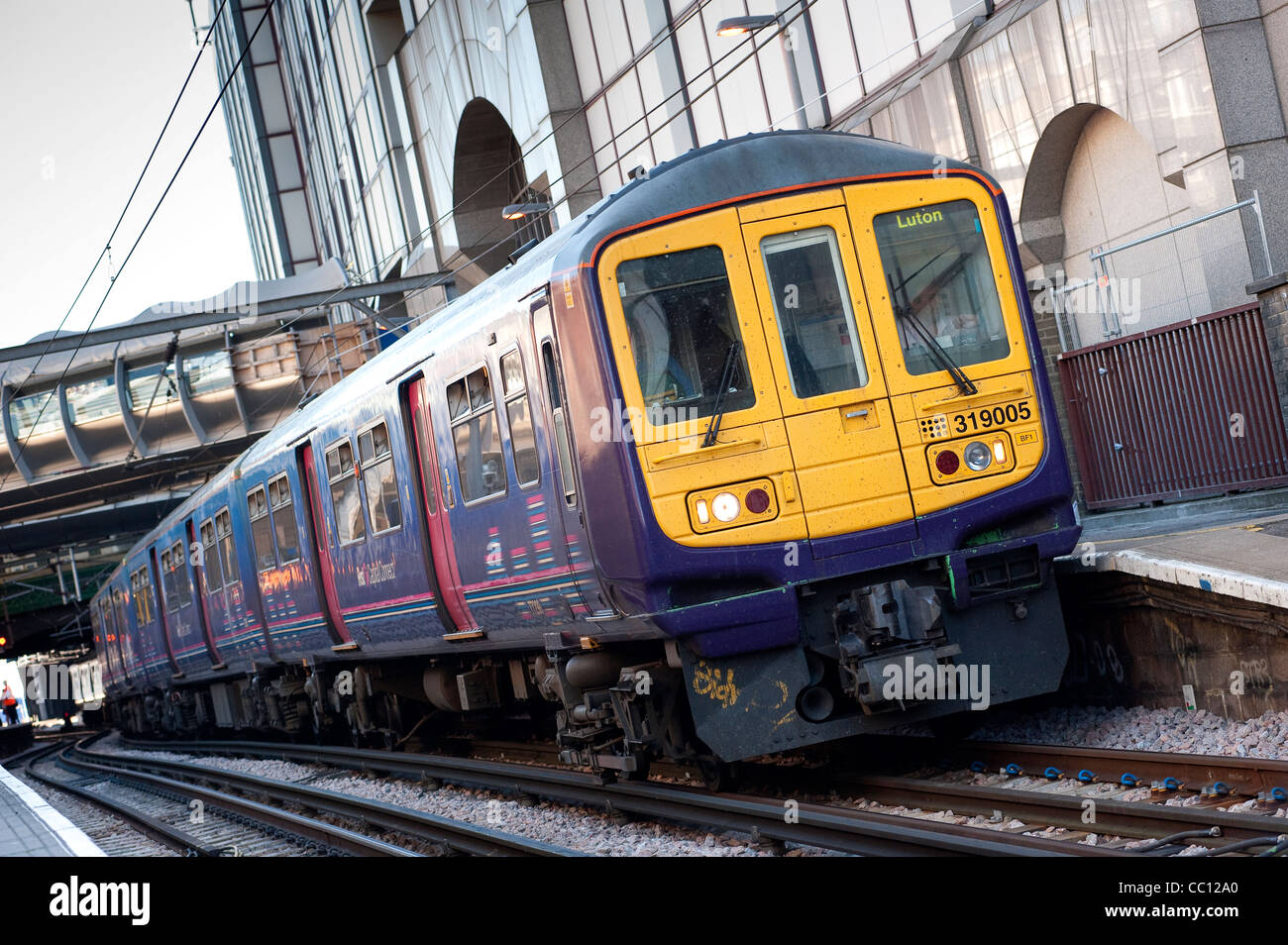 Passenger train in First Capital Connect livery waiting at a railway ...