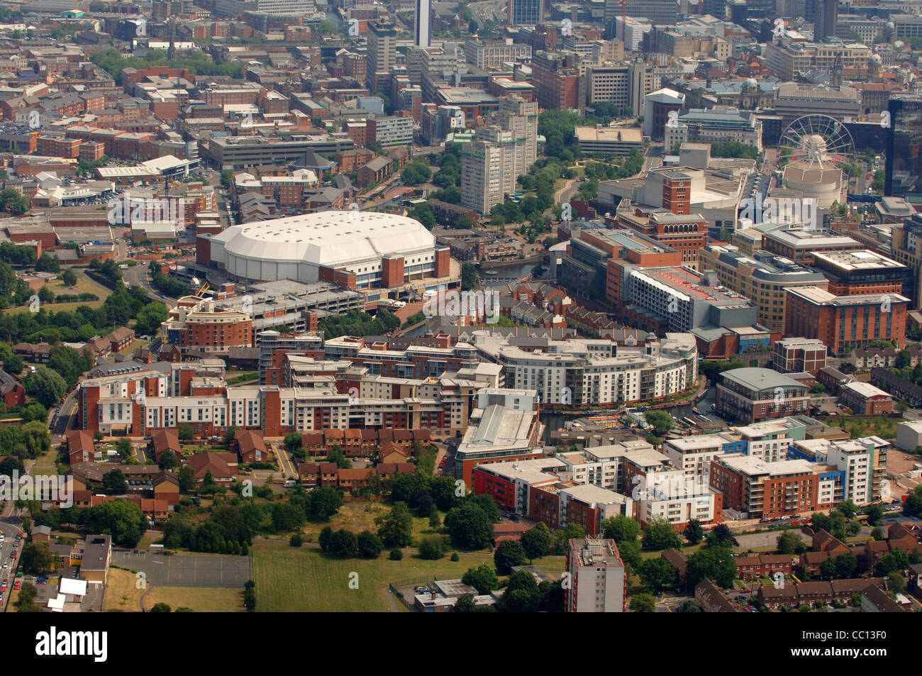 Aerial of Birmingham City Centre showing city centre apartments Stock