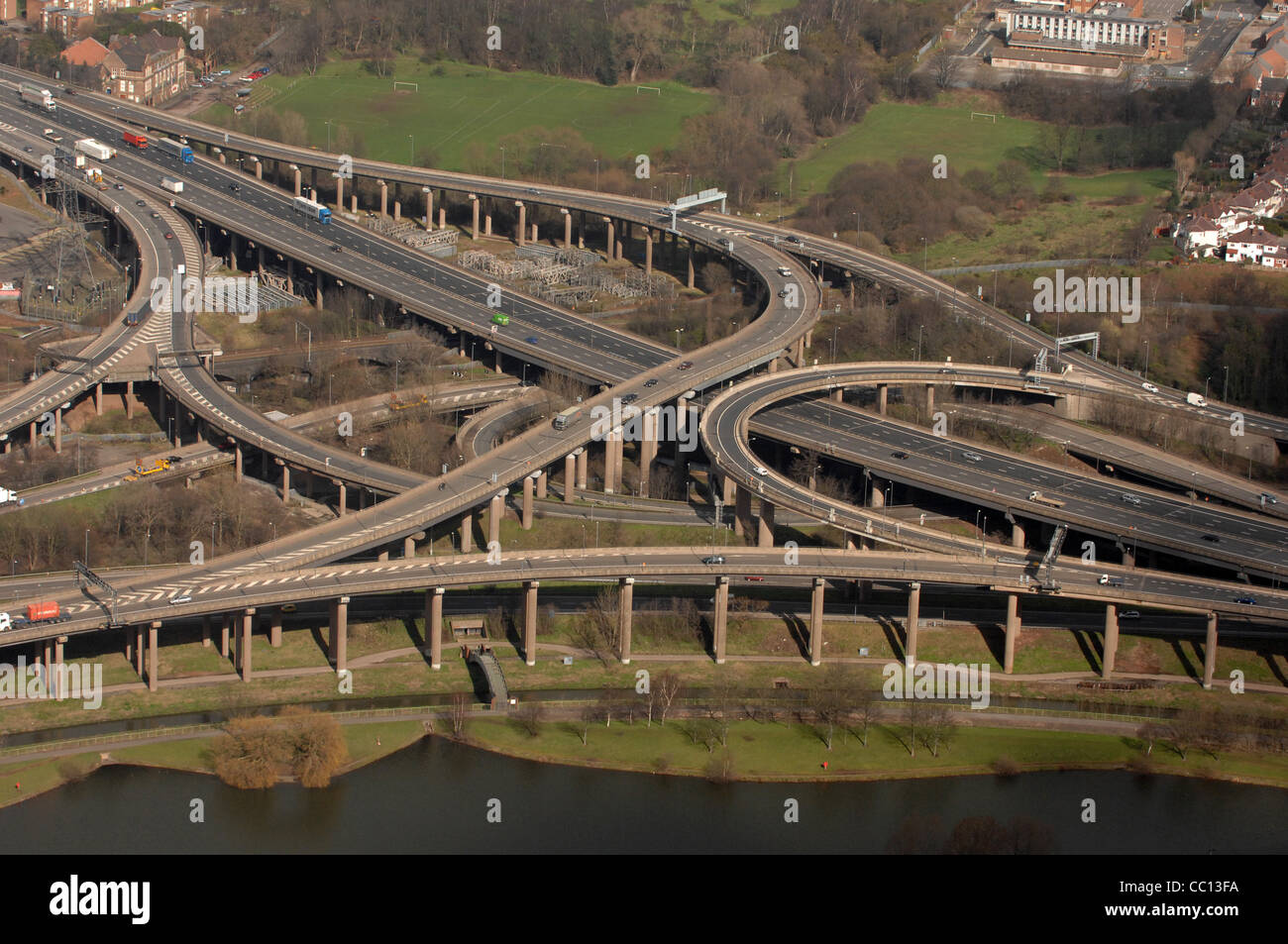 Spaghetti junction of the M6 Birmingham West Midlands junction 6 Stock