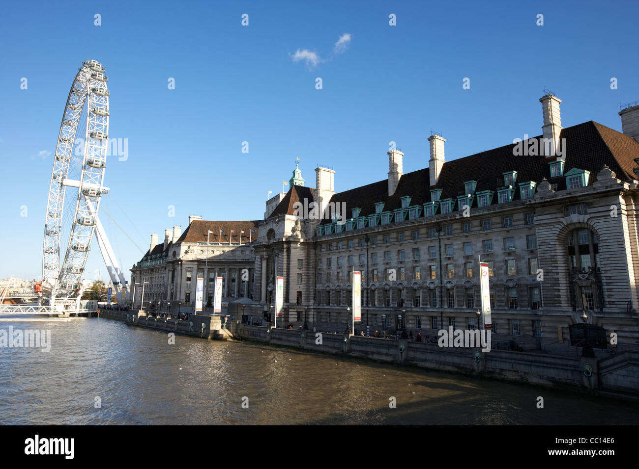 london eye and county hall seen from westminster bridge southbank ...