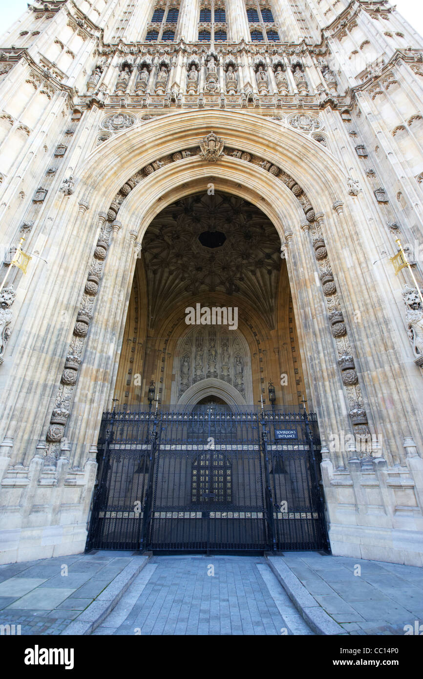 sovereigns entrance in the victoria tower of the palace of westminster houses of parliament buildings London England UK United Stock Photo
