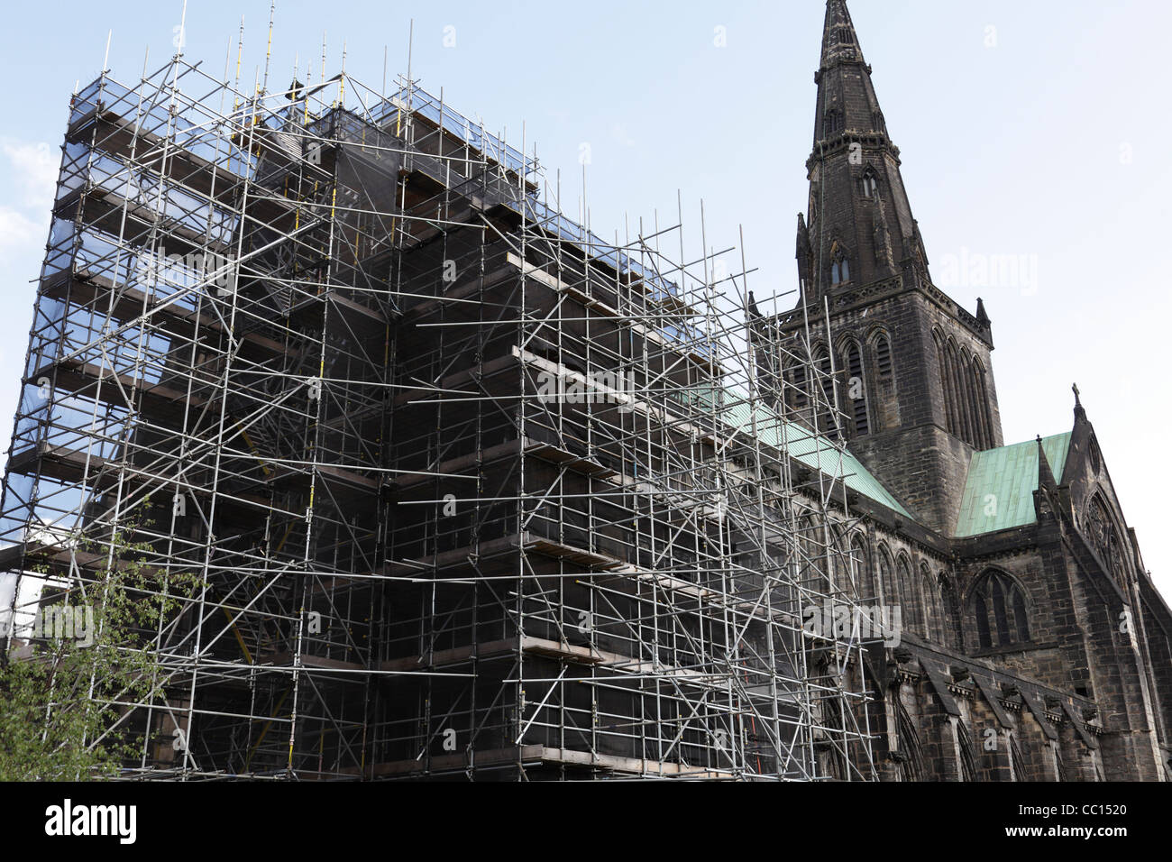 Glasgow Cathedral with scaffolding in place during restoration work, Scotland, UK Stock Photo