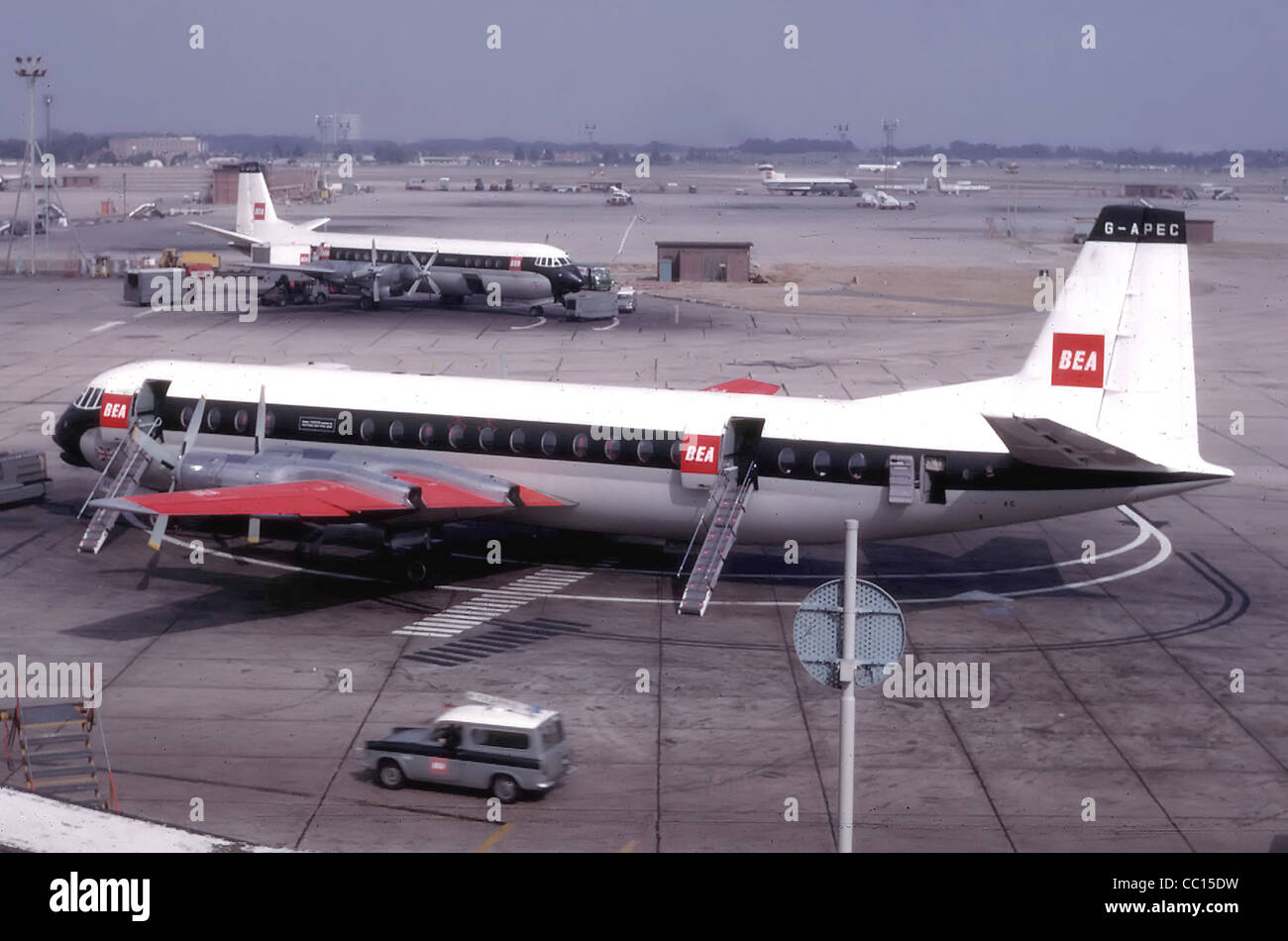 BEA Vickers Vanguard (G-APEC) at London Heathrow Airport, England. Stock Photo