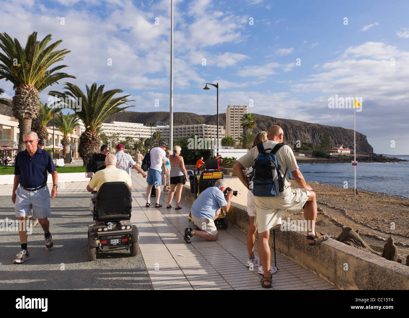 Los Cristianos, Tenerife. Promenade seafront of the bay. Disabled