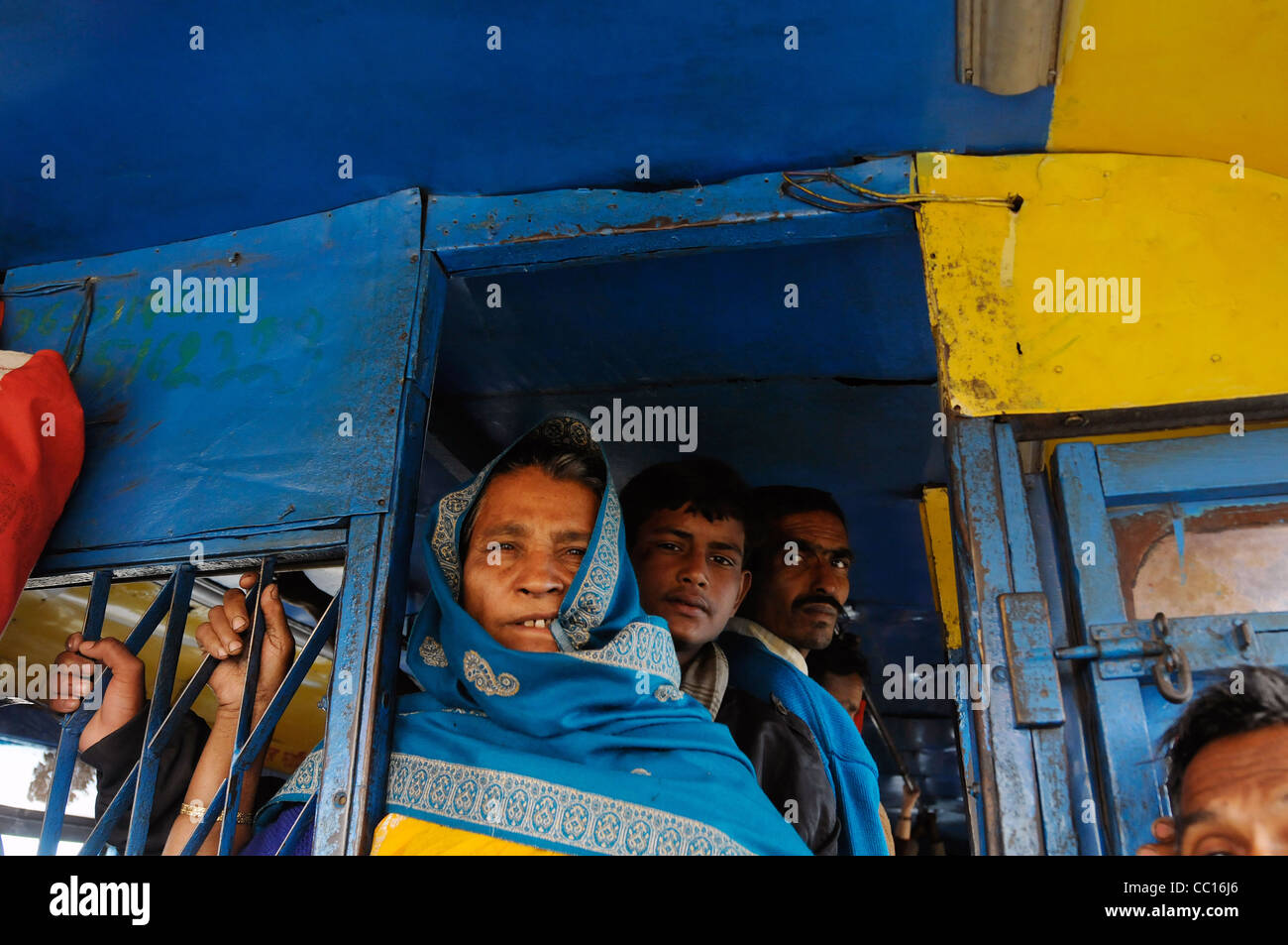 Bus passengers in West Bengal, India Stock Photo